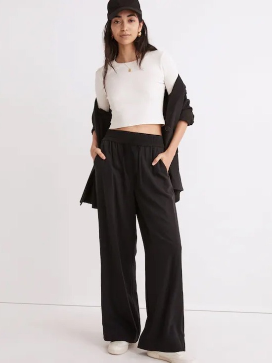 Madewell Pants - Madewell Drapeweave Carley Wide-Leg Pants Black Flowy Cotton Pants size XS